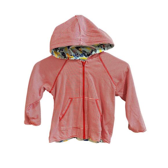 Zutano Unisex Reversible Stripes/ Fish Zip Up Jacket, EUC, Sz 4T (4C) - Picture 1 of 9